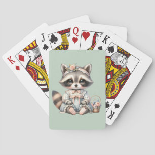 Vintager Dressierter Cottailcore Raccoon Pasta Spielkarten