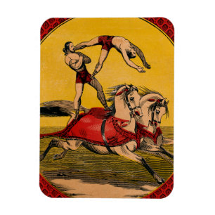 Vintager Druck von Bareback-Fahrern, die Stunts vo Magnet