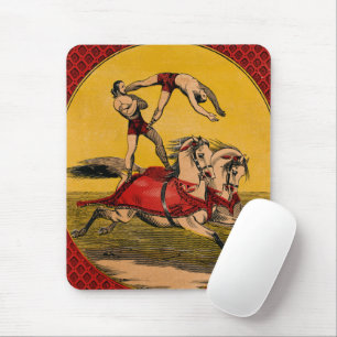 Vintager Druck von Bareback-Fahrern, die Stunts vo Mousepad