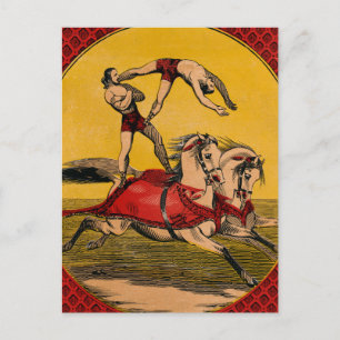 Vintager Druck von Bareback-Fahrern, die Stunts vo Postkarte