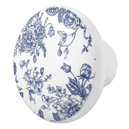 Vintager Druckknopf für blaue und weiße Keramik Keramikknauf