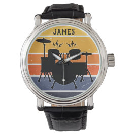 Vintager Drummer mit Individuelle Name - Armbanduhr
