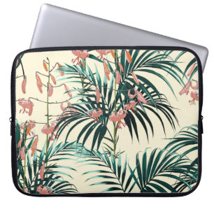 Vintager Dschungel: Dunkelgrün, Orangerlilie. Laptopschutzhülle