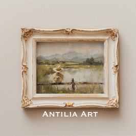 Vintager Duckling-Maler Rustikaler Landuckteich Poster