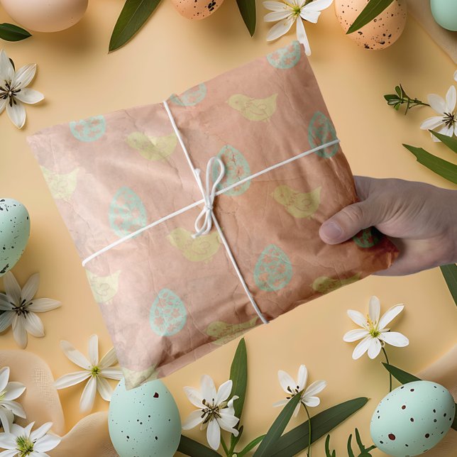 Vintager Dunkler Orange Oaster Seidenpapier (Vintage brown colorful Easter Tissue Paper)