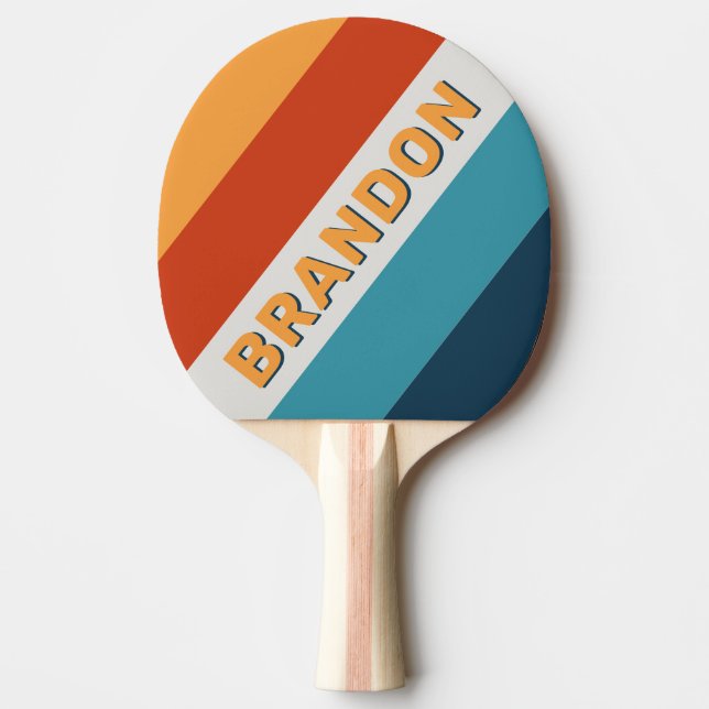 Vintager dünner Streifen mit Namen Tischtennis Schläger (Vorderseite)