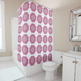 Vintager Duschvorhang aus Boho pink Mandala