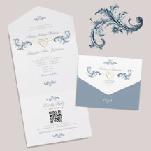Vintager Dusty Blue Wedding QR Code