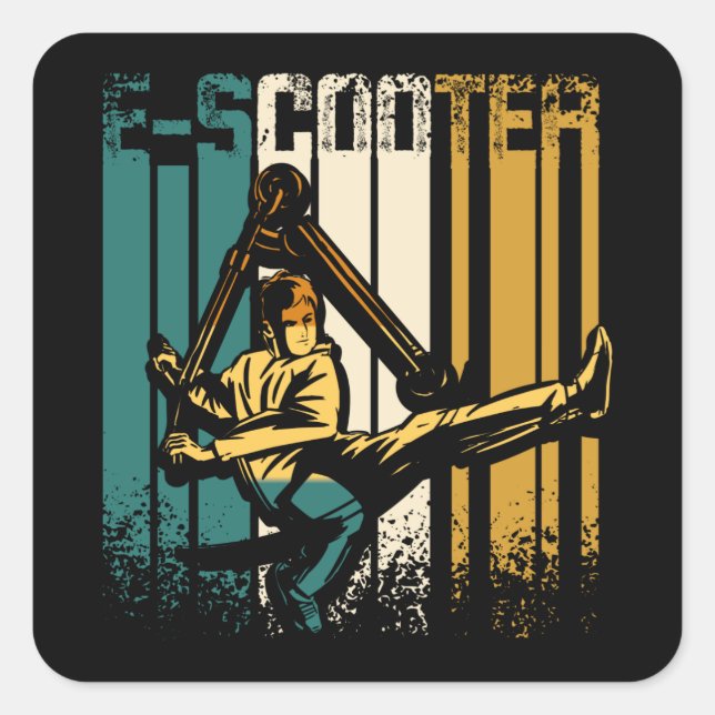 Vintager E-Roller Quadratischer Aufkleber (Vorderseite)