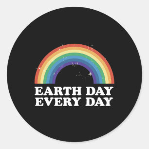 Vintager Earth Day Jeden Tag Rainbow Grunge Rettet Runder Aufkleber