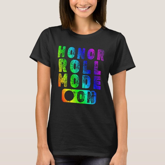 Vintager Ehrenmodus auf Regenbogen T-Shirt (Vorderseite)
