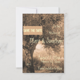 Vintager Eichenbaum Hochzeit Save The Date