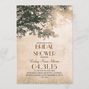 Vintager Eichenbaum & Liebesvögel Brautparty Einladung