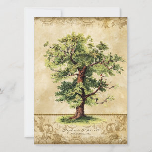 Vintager Eichenbaum Swirl Etchings Einladung
