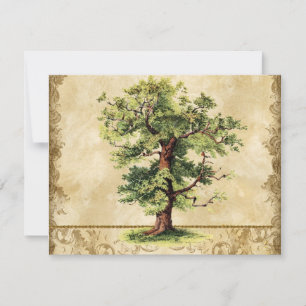 Vintager Eichenbaum Swirl Etchings RSVP Karte