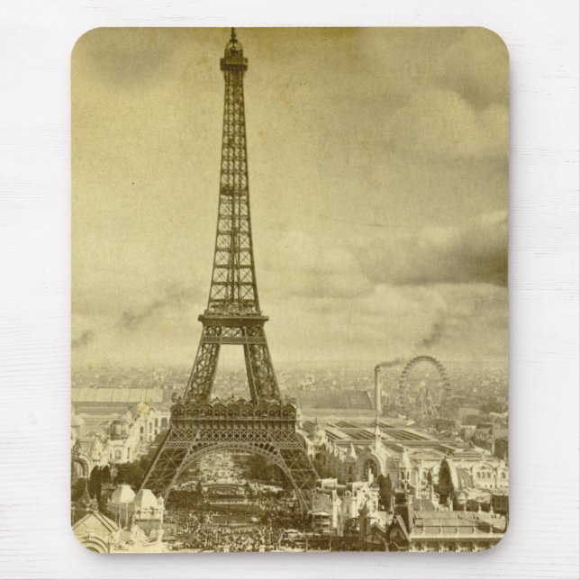 Vintager Eifel Turm Paris Frankreich 1889 Mousepad (Vorne)