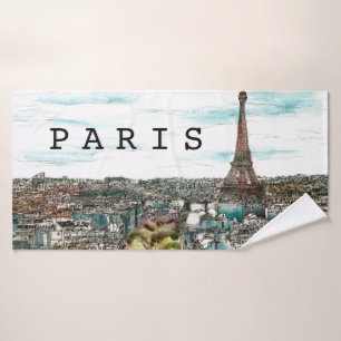 Vintager Eiffel Turm der Bestimmungsort-  in Badehandtuch