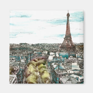 Vintager Eiffel Turm der Bestimmungsort-  in Magnet