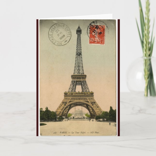 Vintager Eiffel-Turm Karte (Vorderseite)