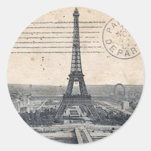 Vintager Eiffel-Turm Runder Aufkleber
