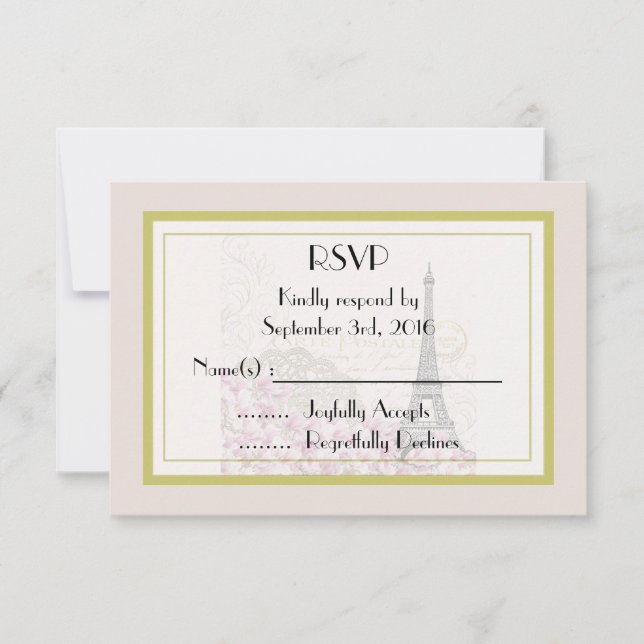 Vintager Eiffelturm-Hochzeit RSVP Karte (Vorderseite)