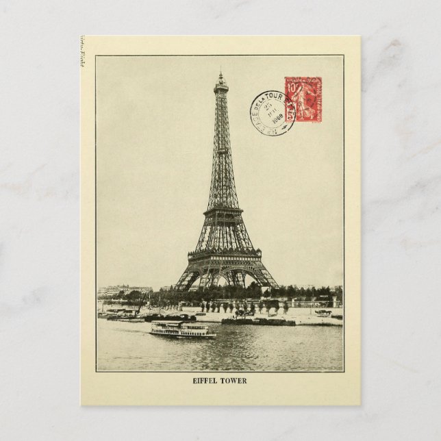 Vintager Eiffelturm in Paris Postkarte (Vorderseite)