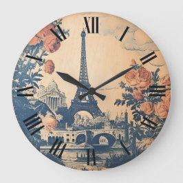 Vintager Eiffelturm Paris - Frankreich - Mauerwerk Große Wanduhr
