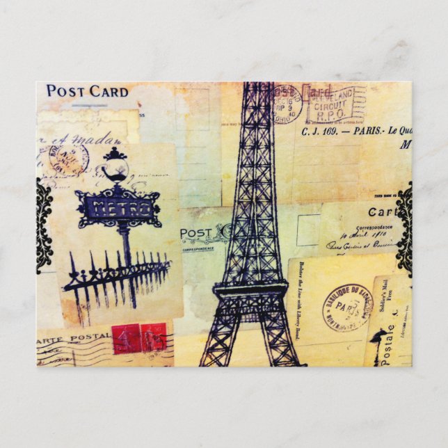 Vintager Eiffelturm Paris Inspiration Postkarte (Vorderseite)