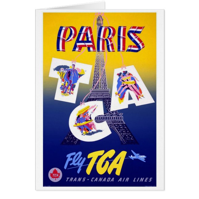 Vintager Eiffelturm Paris Luftreisewerbung (Vorne)