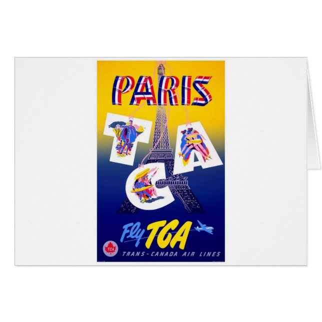 Vintager Eiffelturm Paris Luftreisewerbung (Vorderseite (Horizontal))