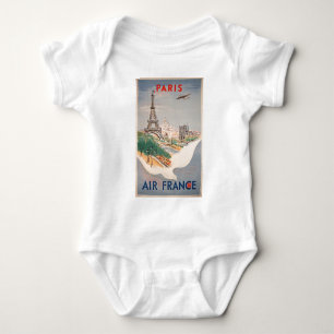Vintager Eiffelturm Paris Luftreisewerbung Baby Strampler