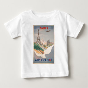 Vintager Eiffelturm Paris Luftreisewerbung Baby T-shirt