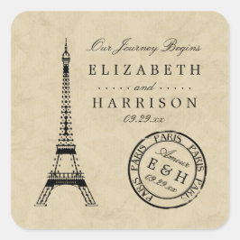 Vintager Eiffelturm Paris Postmark Gastgeschenk Ho Quadratischer Aufkleber