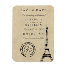 Vintager Eiffelturm Paris Postmark Save the Date Magnet