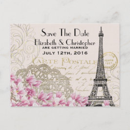 Vintager Eiffelturm Pariser Stil Save the Date Ankündigungspostkarte