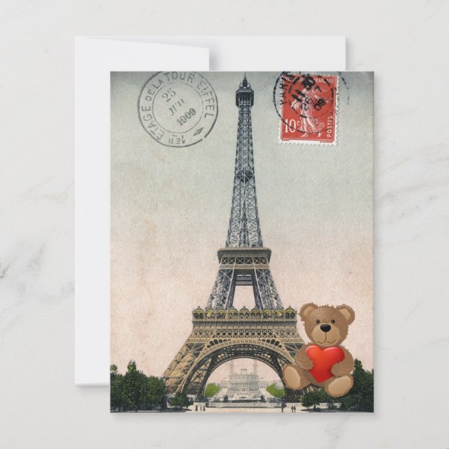 Vintager Eiffelturm Postkarte (Vorderseite)