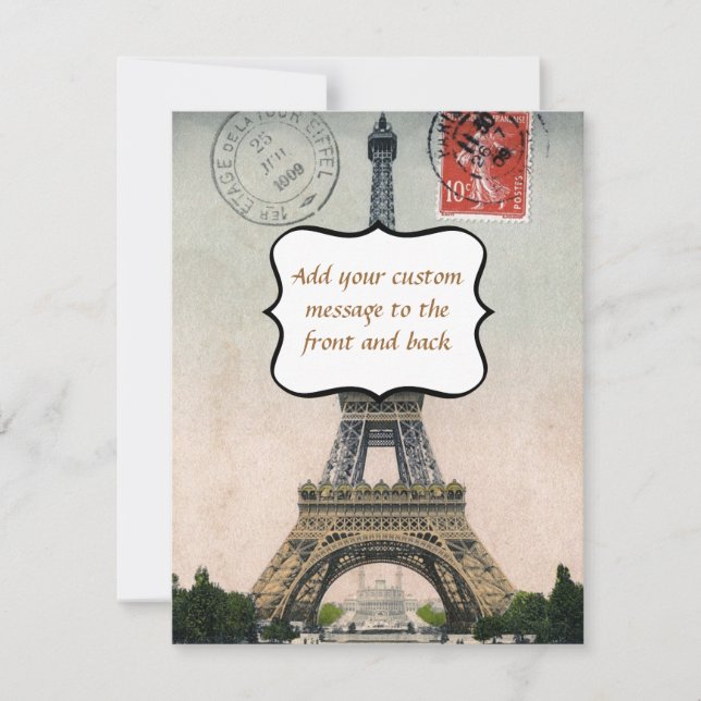 Vintager Eiffelturm Postkarte (Vorderseite)