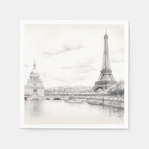 Vintager Eiffelturm, Skizze Serviette