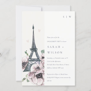 Vintager Eiffelturm Verlobung Einladung