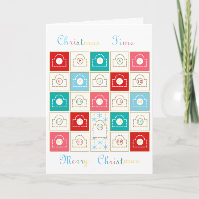 Vintager Einführungs-Kalender personifizieren Feiertagskarte (Vorderseite)