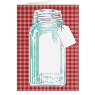 Vintager einmachender Glas-roter Gingham-Entwurf