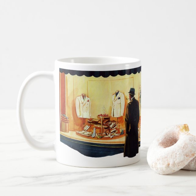 Vintager Einzelhandel, Einzelhandel mit Menschenfe Kaffeetasse (Mit Donut)