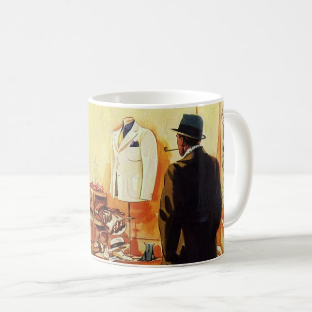Vintager Einzelhandel, Einzelhandel mit Menschenfe Kaffeetasse (VorderseiteRechts)
