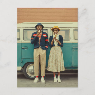 Vintager Eiscreme-Moment Postkarte