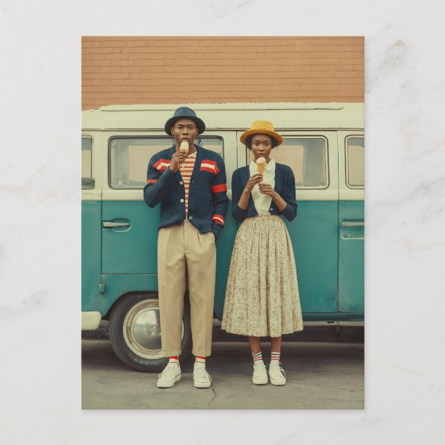 Vintager Eiscreme-Moment Postkarte (Vorderseite)