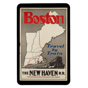 Vintager Eisenbahn-Zug Reise-Bostons New-Haven Magnet