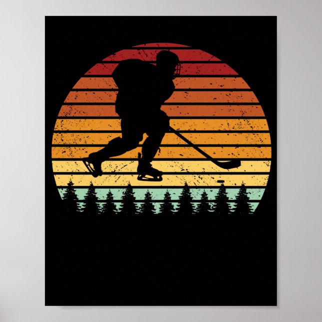 Vintager Eishockeyspieler-Retro-Skate Poster (Vorne)