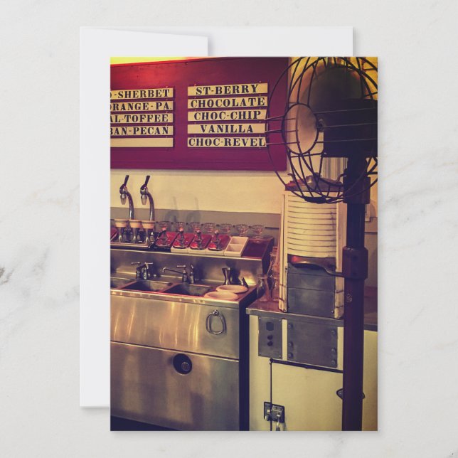 Vintager Eiskrem-Shop Einladung (Vorderseite)