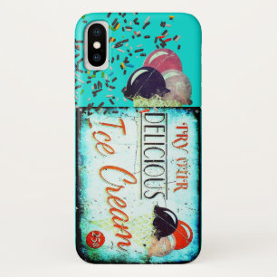 Vintager Eistütenbelag mit türkisfarbenem Schild Case-Mate iPhone Hülle