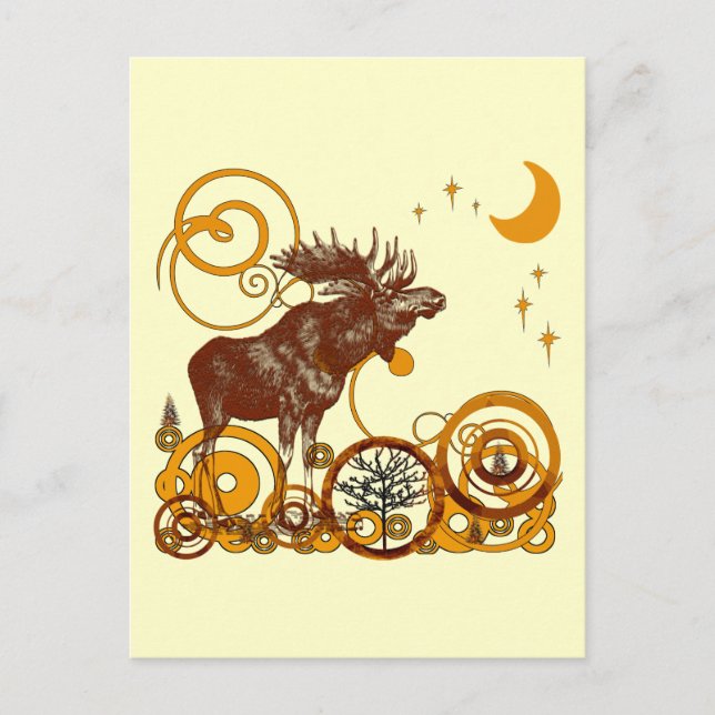 Vintager Elchmond und Sterne Postkarte (Vorderseite)